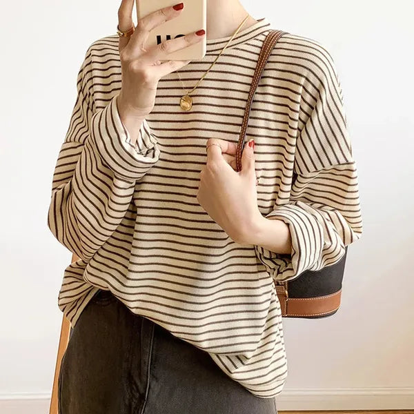 Rebecca Long-Sleeve Striped Cotton Shirt