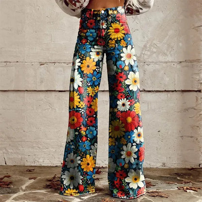 Zampa Printed High-Waist Flare Jeans – Premium Denim