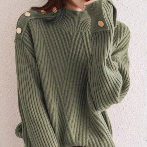 Niko Oversized High Neck Cotton Blend Sweater
