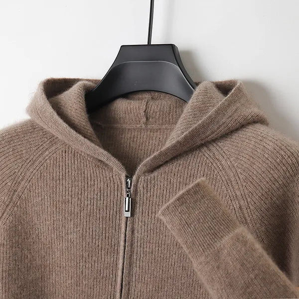 Osten Sweater – Soft Wool Blend Hooded Zip Cardigan