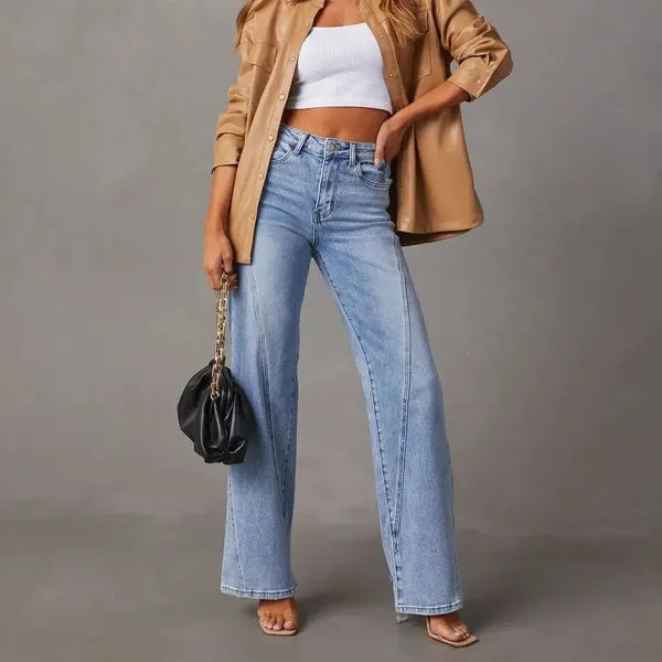 Estra Wide Leg Jeans – Vintage Washed Non-Stretch Denim