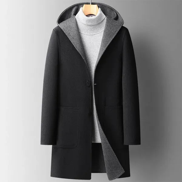 Wool Hooded Overcoat – Tailored Wool Blend Coat