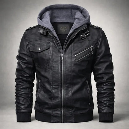 Zoren Leather Jacket – Premium Moto Jacket with Hood
