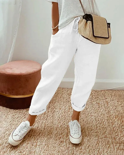 Marina High-Waist Straight-Leg Pants – Women's Trousers