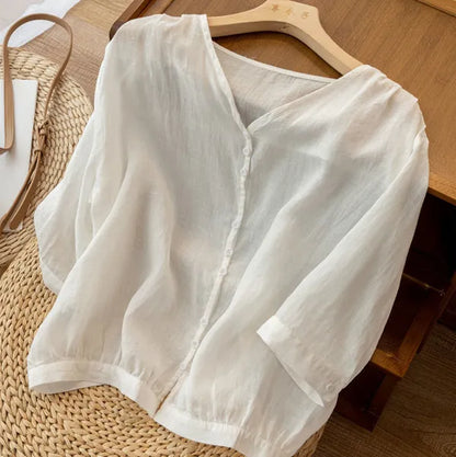 Zyla Cotton Blouse – Soft, Breathable Button-Down Top