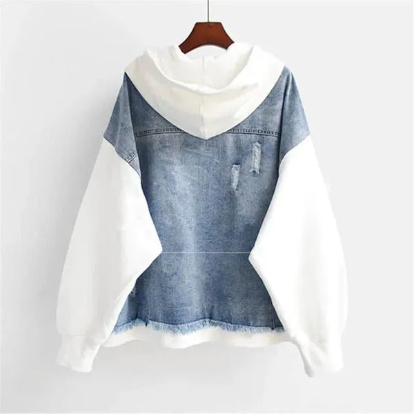 Renzo Jacket – Denim & Hooded Faux Layered Zip Jacket