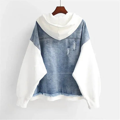 Renzo Jacket – Denim & Hooded Faux Layered Zip Jacket