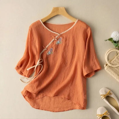 Amara Linen Shirt – Breathable Cotton-Linen Half-Sleeve