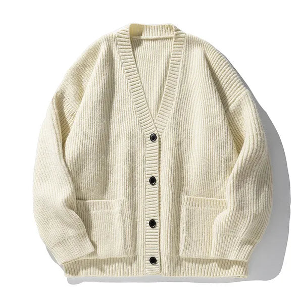 Watin Cardigan – Soft Ribbed Cotton-Wool V-Neck