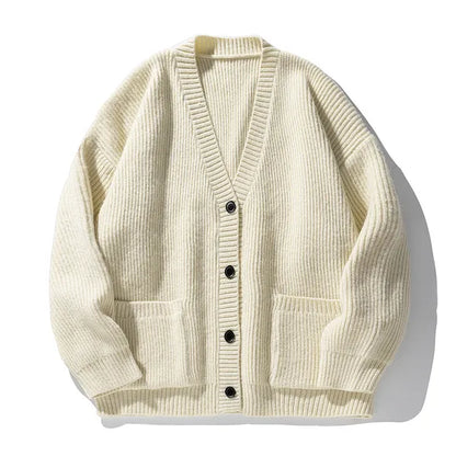 Watin Cardigan – Soft Ribbed Cotton-Wool V-Neck