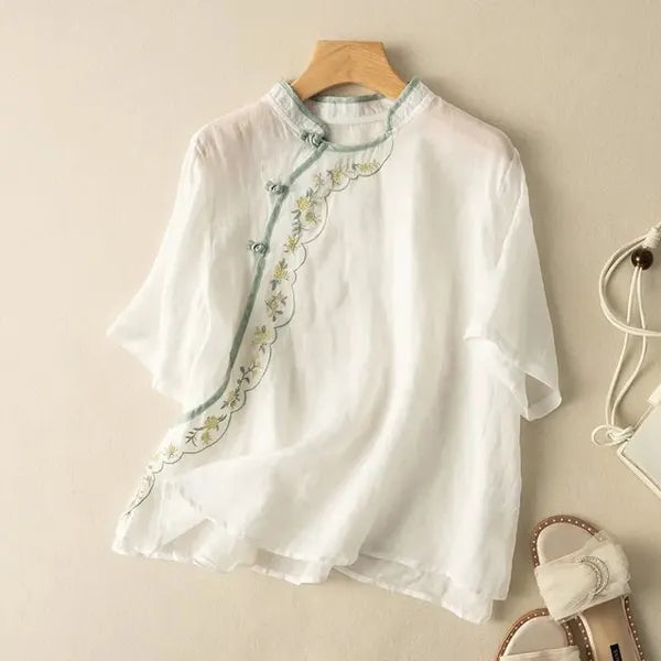 Brisa Linen Shirt – Cropped Cotton-Linen Top