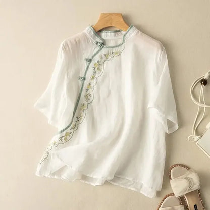 Brisa Linen Shirt – Cropped Cotton-Linen Top