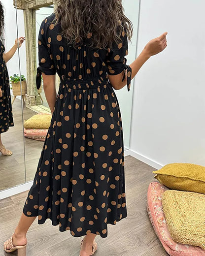 Vivienne Polka Dot V-Neck Dress