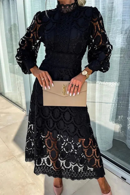 Bellaire Lace Midi Dress – Elegant & Feminine