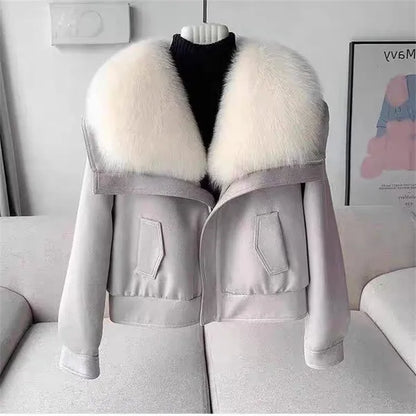 Andra Jacket – Faux Fur Collar Double-Faced Coat