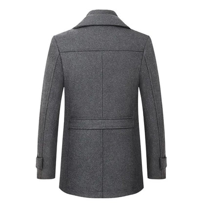 Ezven Jacket – Wool Blend Coat with Double Collar