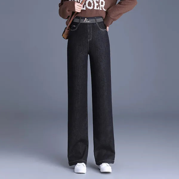 Meira Denim Pants – Elastic High-Waist Straight Cut
