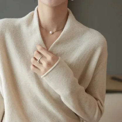 Lian 100% Wool Sweater – Soft Crossed-Bust Knit
