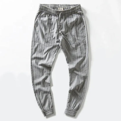 Berle Casual Pants – Cotton-Linen Slim Fit Pinstripe