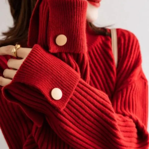 Niko Oversized High Neck Cotton Blend Sweater