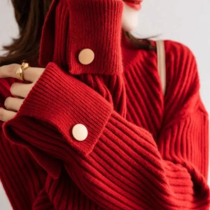 Niko Oversized High Neck Cotton Blend Sweater