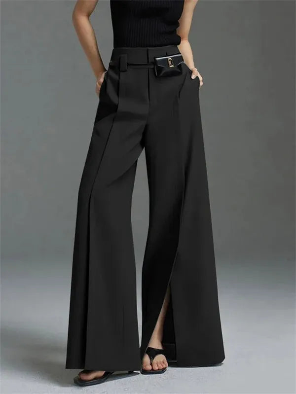 Aria Wide Leg Pants – High Waist Pleated Trousers