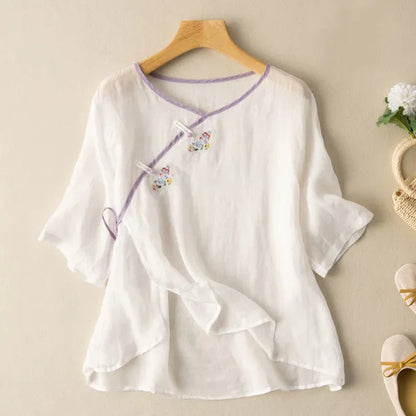 Amara Linen Shirt – Breathable Cotton-Linen Half-Sleeve