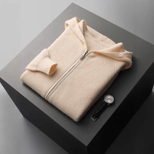 Osten Sweater – Soft Wool Blend Hooded Zip Cardigan