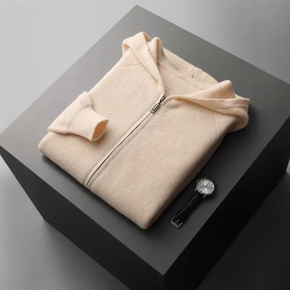 Osten Sweater – Soft Wool Blend Hooded Zip Cardigan