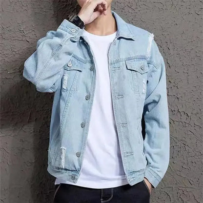 Drex Denim Jacket – Distressed Raw Edge Streetwear