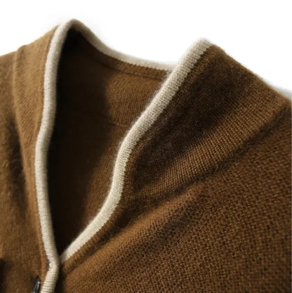 Anne Cardigan – Wool Blend Wrap with Contrast Details