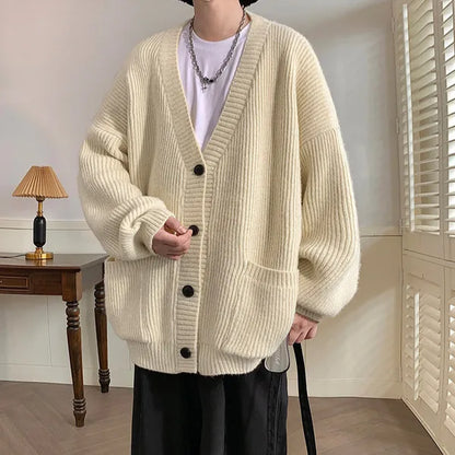 Watin Cardigan – Soft Ribbed Cotton-Wool V-Neck