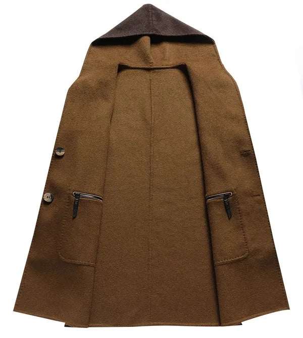 Wool Hooded Overcoat – Tailored Wool Blend Coat