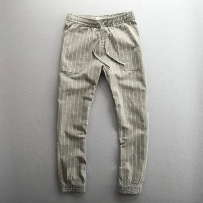 Berle Casual Pants – Cotton-Linen Slim Fit Pinstripe