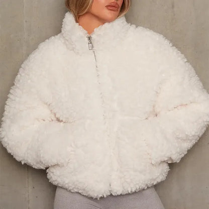 Marlin Sherpa Jacket – Cozy Cropped High-Pile Fur Zip-Up