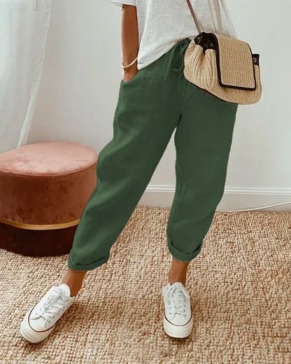Marina High-Waist Straight-Leg Pants – Women's Trousers