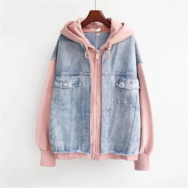 Renzo Jacket – Denim & Hooded Faux Layered Zip Jacket