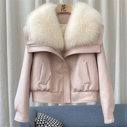 Andra Jacket – Faux Fur Collar Double-Faced Coat