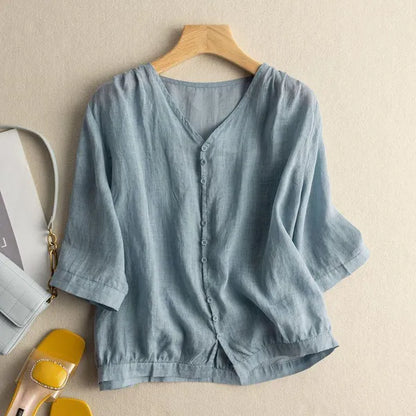Zyla Cotton Blouse – Soft, Breathable Button-Down Top