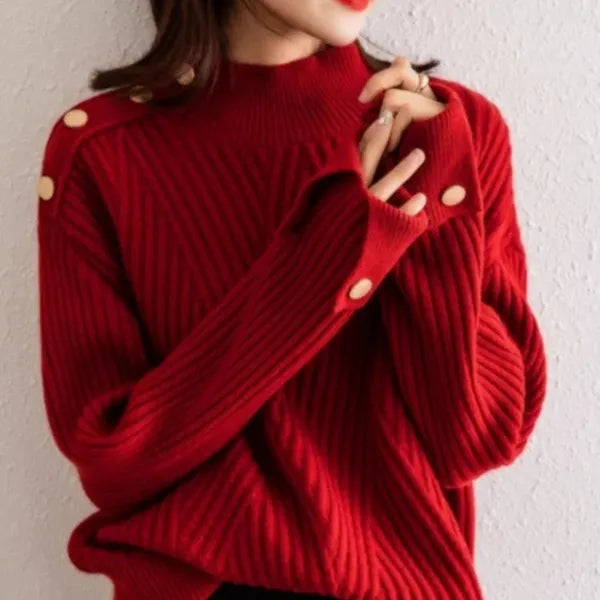Niko Oversized High Neck Cotton Blend Sweater