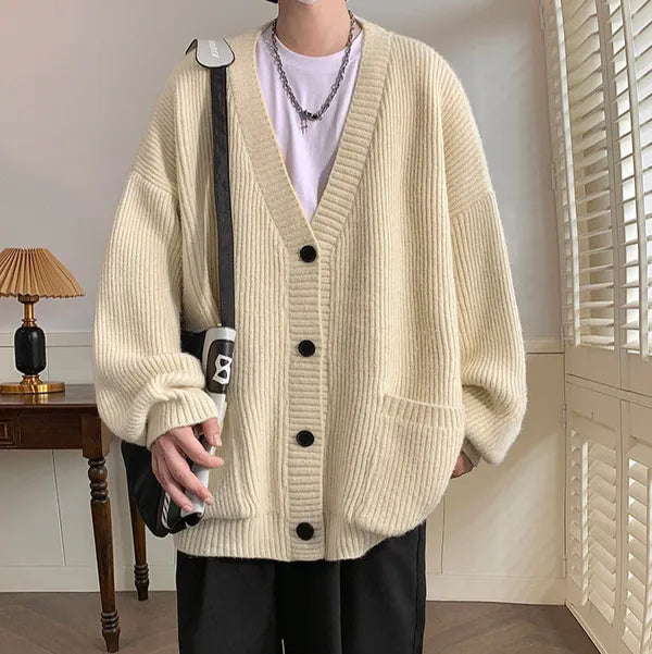 Watin Cardigan – Soft Ribbed Cotton-Wool V-Neck