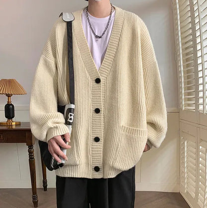 Watin Cardigan – Soft Ribbed Cotton-Wool V-Neck