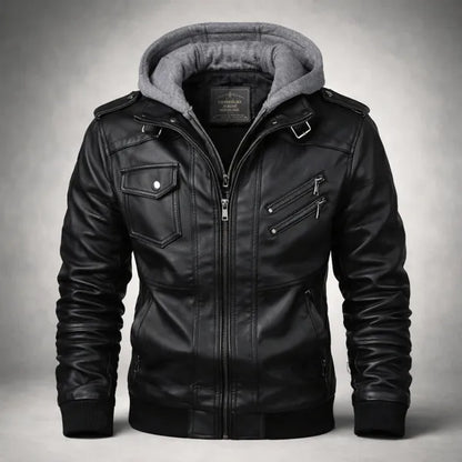 Zoren Leather Jacket – Premium Moto Jacket with Hood