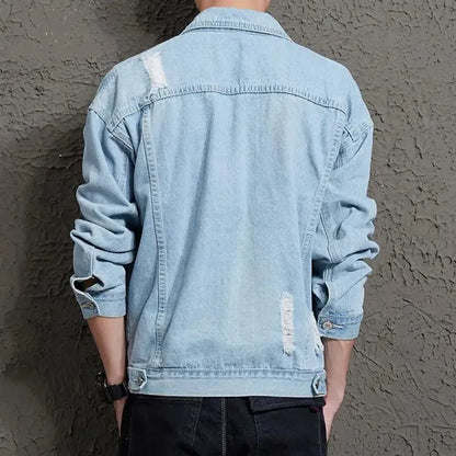 Drex Denim Jacket – Distressed Raw Edge Streetwear