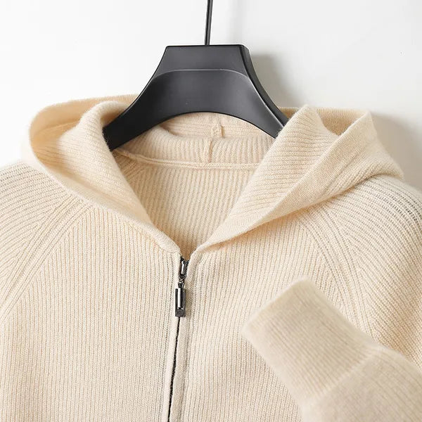 Osten Sweater – Soft Wool Blend Hooded Zip Cardigan