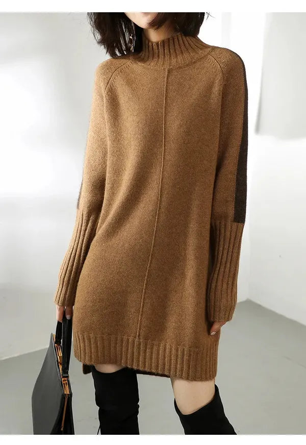 Venessa Sweater Dress – Premium Knit Mock-Neck