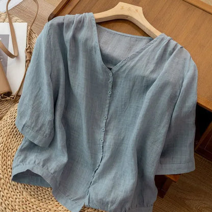 Zyla Cotton Blouse – Soft, Breathable Button-Down Top