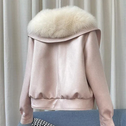 Andra Jacket – Faux Fur Collar Double-Faced Coat