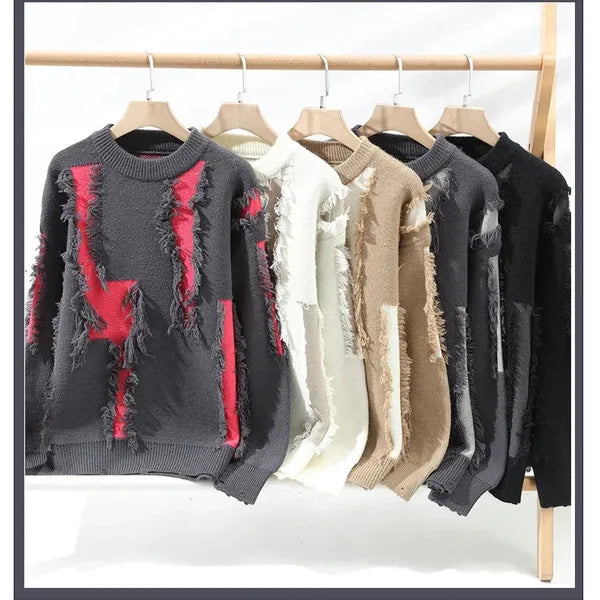 Clarc Sweater – Frayed Knit Crew Neck