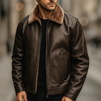 Elion Genuine Leather Jacket with Fur Interior